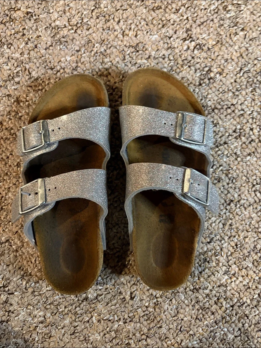 Birkenstock Kids Silver Glitter Double-Strap Sandals